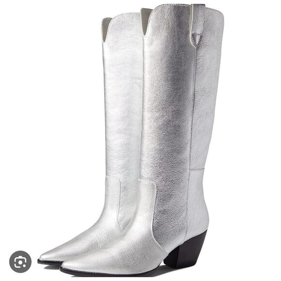 Matisse Shoes - Matisse Stella Leather Silver Knee High Western Boot 9 Bachelorette